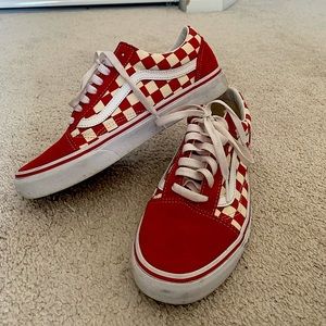 Red check old skool vans shoes